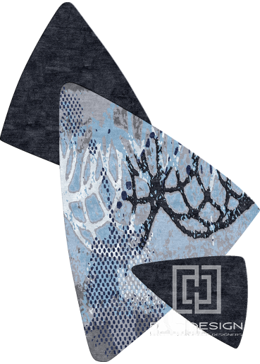 Blue Shaped modern rug Design 104